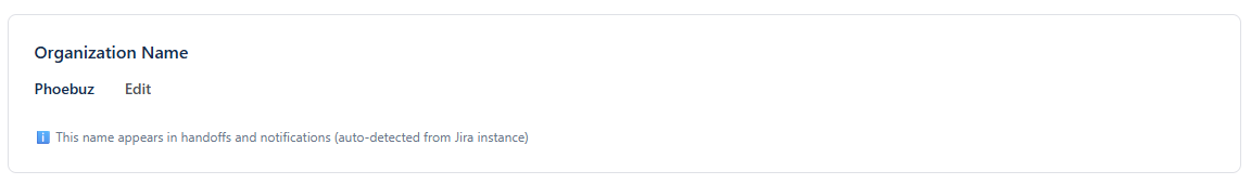 Organization Name configuration